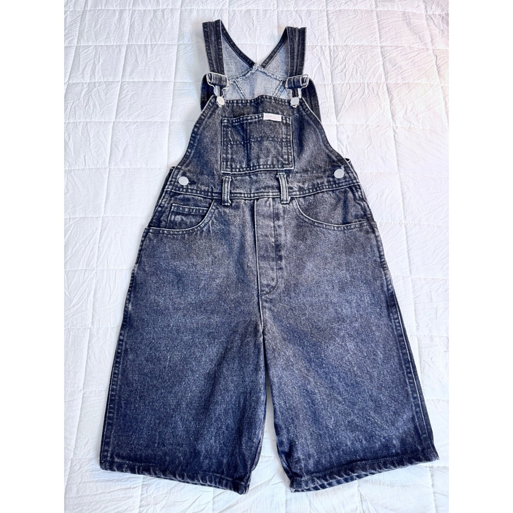 Streetwear Vtg GUESS Kids Denim Overalls 90s Shorts Made‎ in USA Size 7
